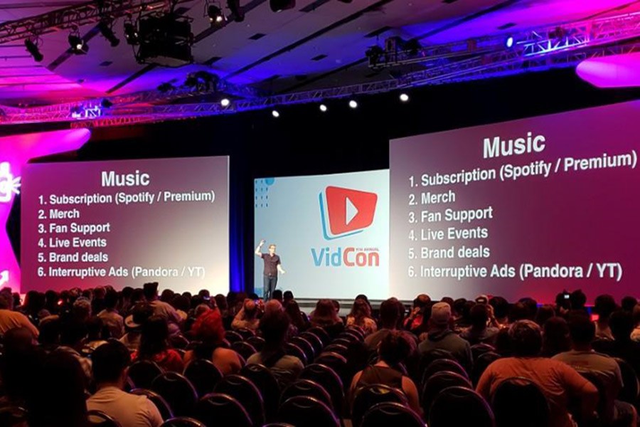 YouTube video personality Hank Green critiques the online video industry's monetisation policies during a keynote presentation at VidCon at the Anaheim Convention Center, in Anaheim, California, US on Saturday - Reuters photo