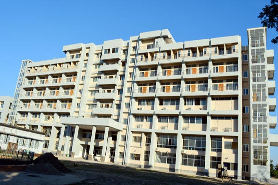 The frontal view of the newly-constructed Sunamganj District Hospital 	— FE Photo