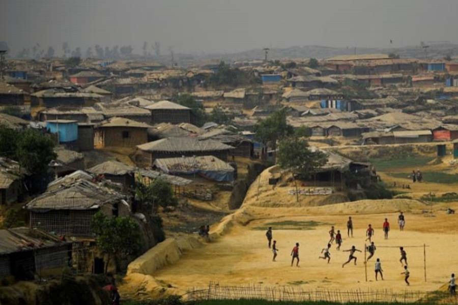 Rohingya refugees play football at Kutupalong refugee camp in Cox's Bazaar- Reuters file photo