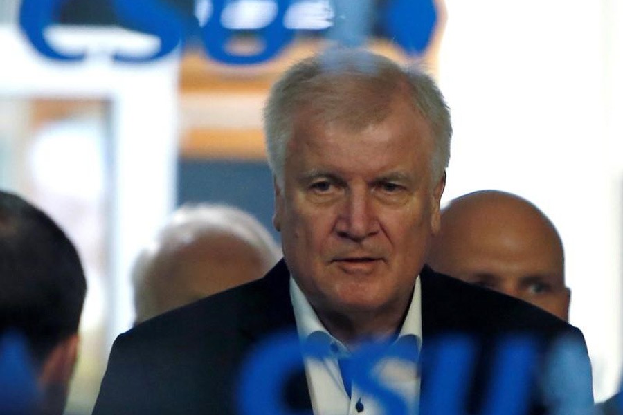 German Interior Minister Horst Seehofer during a Christian Social Union (CSU) leadership meeting in Munich, Germany July 1, 2018. Reuters.