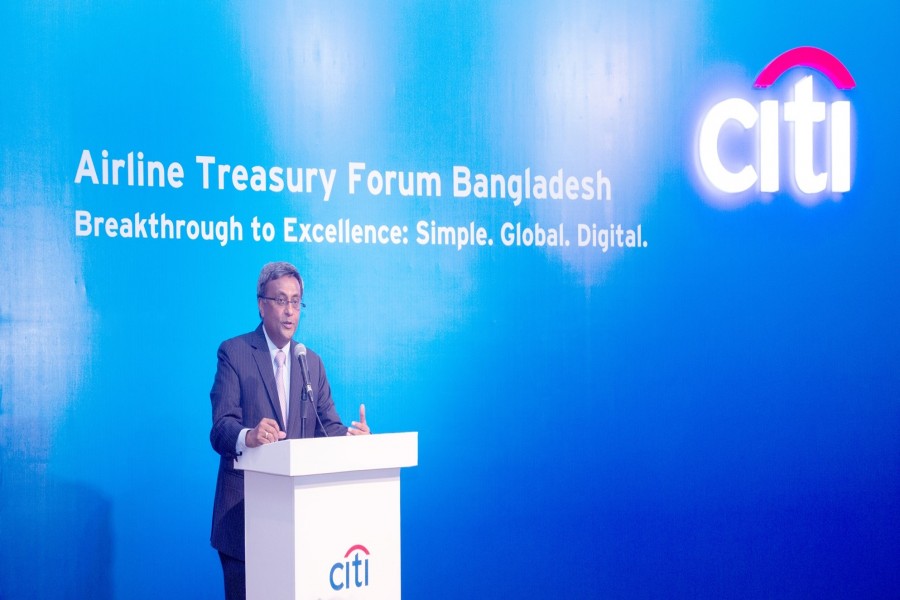 N. Rajashekaran, Managing Director and Citi Country Officer, Bangladesh addressing the Bangladesh Airline Treasury Forum, 2018