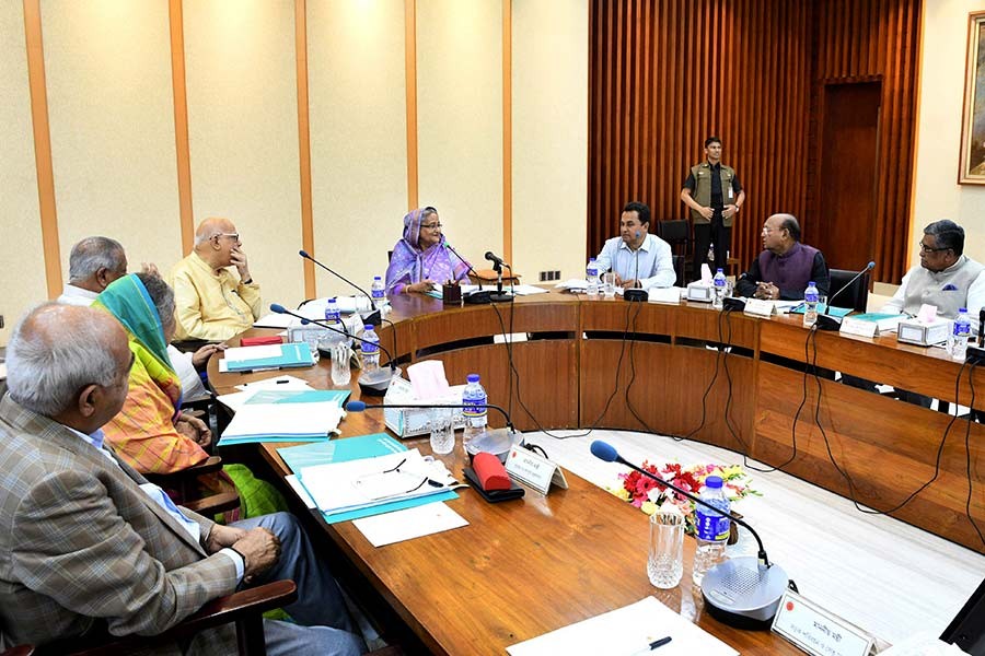 Prime Minister Sheikh Hasina presiding over the ECNEC meeting on Tuesday at NEC conference room in Dhaka. -Focus Bangla Photo