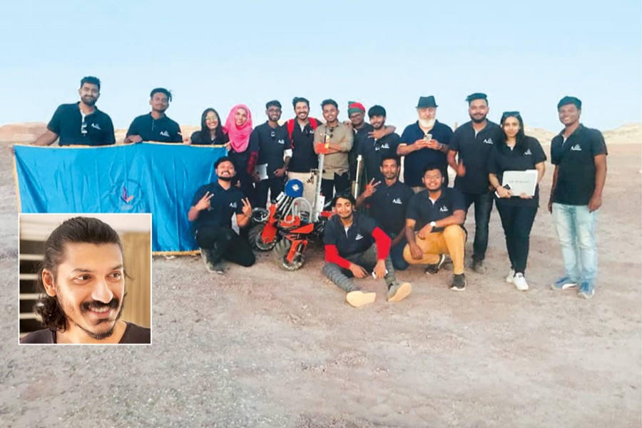 Team Attendant from Independent University-Bangladesh at University Rover Challenge (URC) 2018 held at Utah, USA; team leader Ashraful Amin in inset