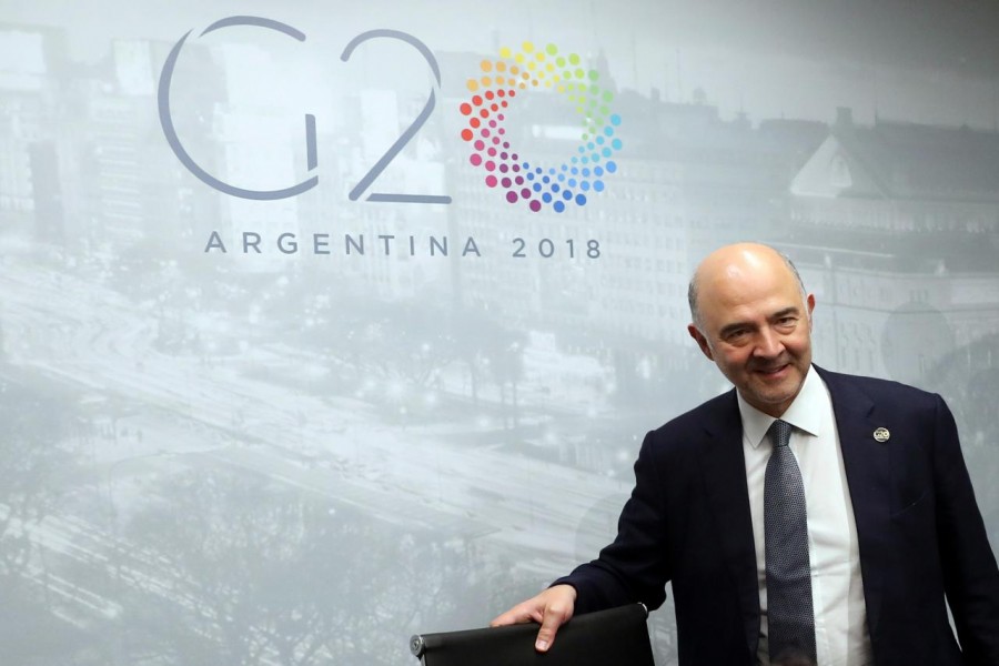 European Commissioner for Economic and Financial Affairs Pierre Moscovici speaks during a news conference at the G20 Meeting of Finance Ministers in Buenos Aires, Argentina, July 22, 2018. Reuters