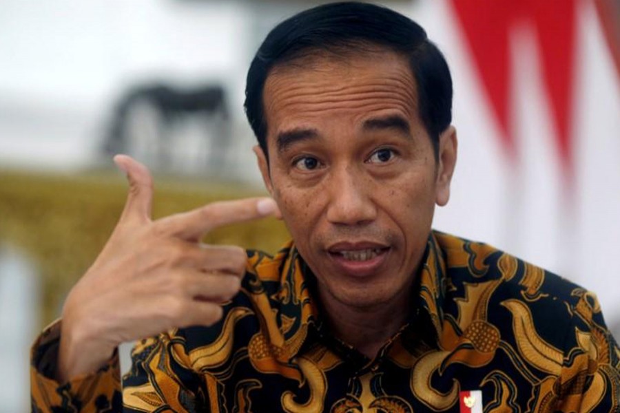 Indonesia's President Joko Widodo gesturing during an interview with Reuters in Jakarta, Indonesia 	— Reuters