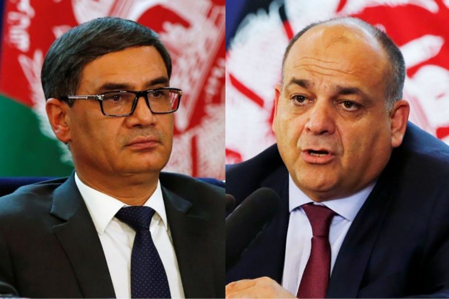 Defence Minister Tariq Shah Bahrami (L) and Interior Minister Wais Barmak are two of the four who have quit — Reuters