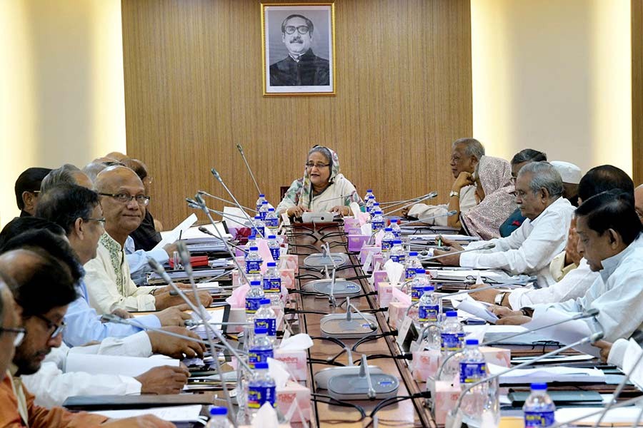 Prime Minister Sheikh Hasina presiding over the cabinet meeting held at Bangladesh Secretariat on Monday. -Focus Bangla Photo