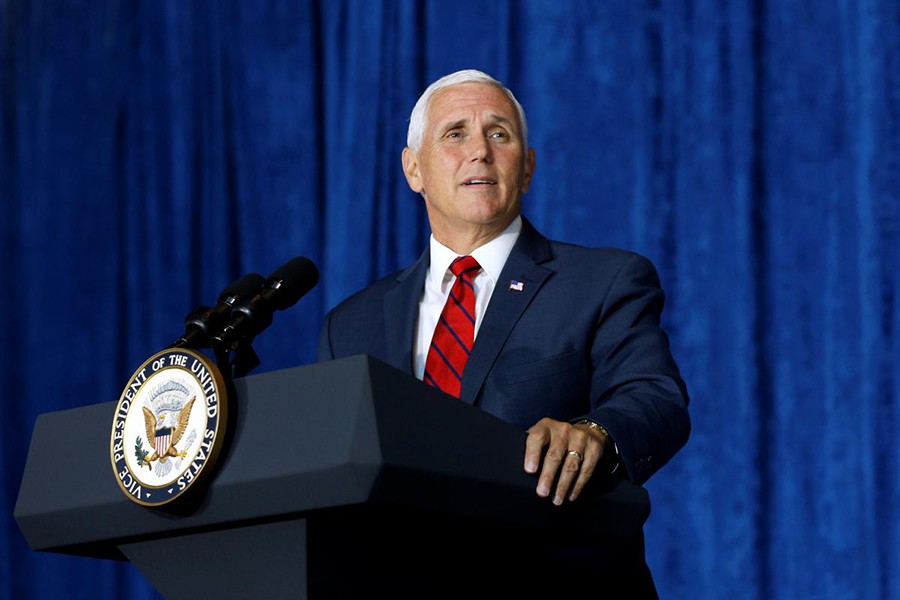 US Vice President Mike Pence speaks at the National World War II museum in New Orleans, Louisiana, US on August 23 last — Reuters