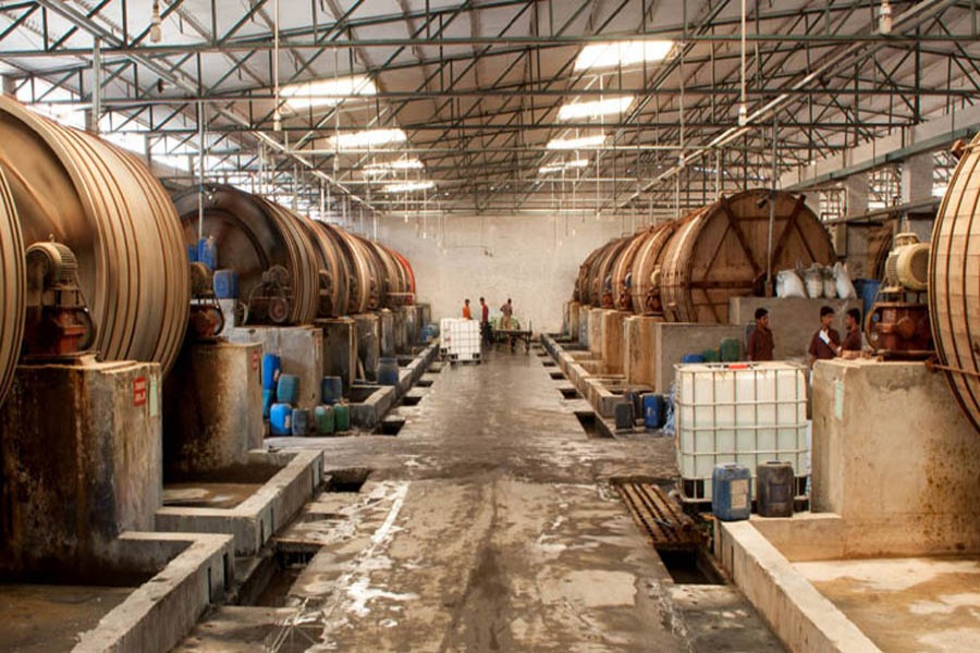 Inside image of a tannery. Picture used for representational purpose only