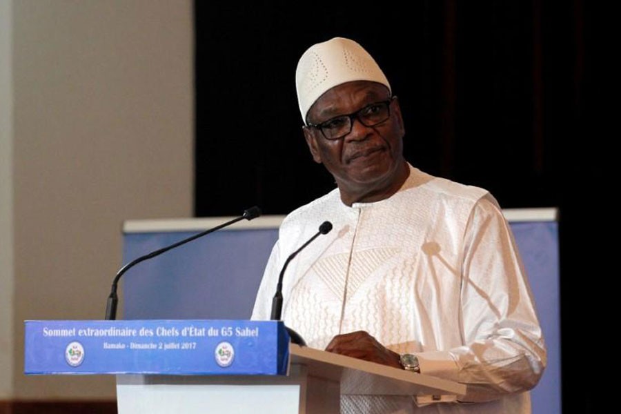 Malian president Ibrahim Boubacar Keita speaks during G5 Sahel summit at the Koulouba Presidential Palace in Bamako, Mali, July 2, 2017 – Reuters