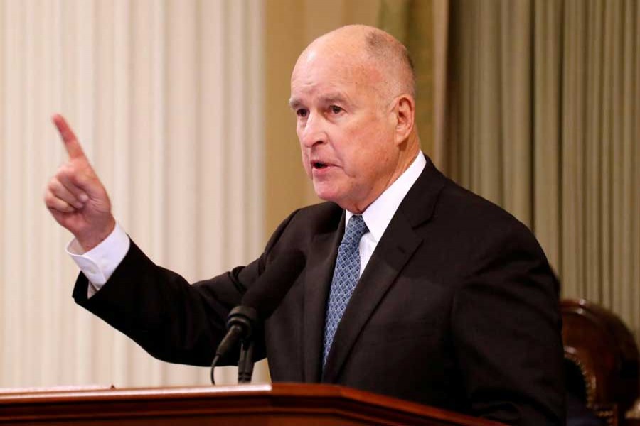 California Governor Jerry Brown delivers his final state of the state address in Sacramento, California, US, January 25, 2018. Reuters/File Photo