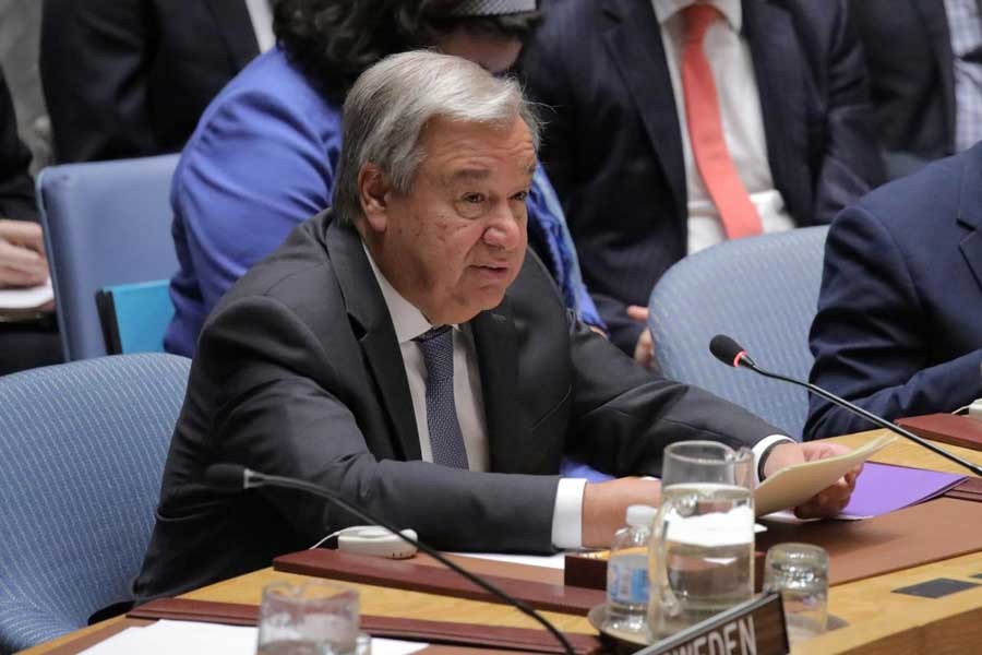 Secretary General of the United Nations Antonio Guterres addresses the United Nations Security Council on "mediation and its role in conflict", during an open debate on maintenance of international peace and security at the United Nations Headquarters in New York City, New York, US, August 29, 2018. Reuters/Files