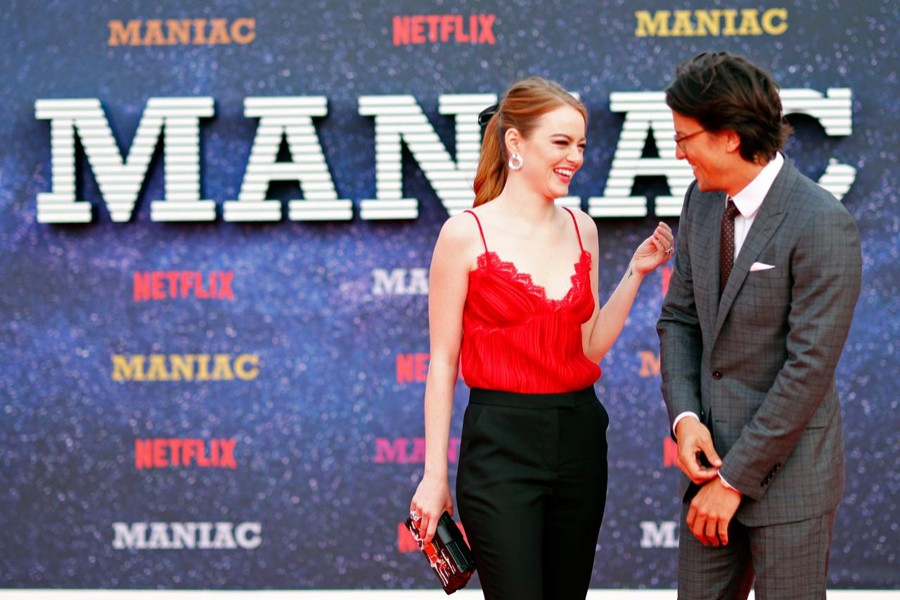 Actor Emma Stone and director Cary Fukunaga attend the world premiere of the Netflix mini-series "Maniac", in London, Britain September 13, 2018. Reuters photo