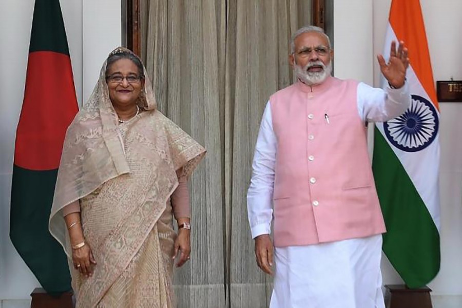 Prime Minister Sheikh Hasina (L) and her Indian counterpart Narendra Modi seen in this file photo — Collected