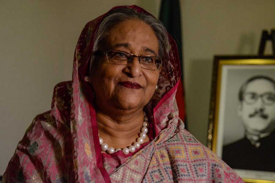 Prime Minister Sheikh Hasina speaks with a reporter during the United Nations General Assembly in New York City, US, September 18, 2017. Reuters/Files