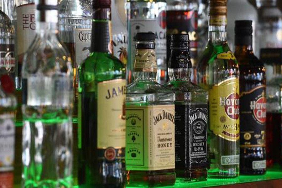 A view of spirits in a pub in Fulham, London