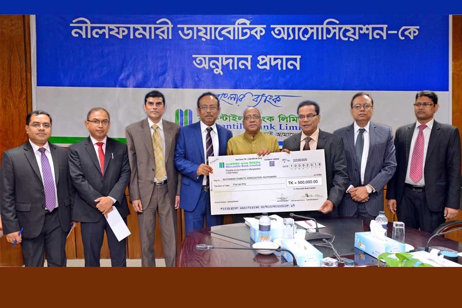 Nilphamari Diabetic Association gets Mercantile Bank donation