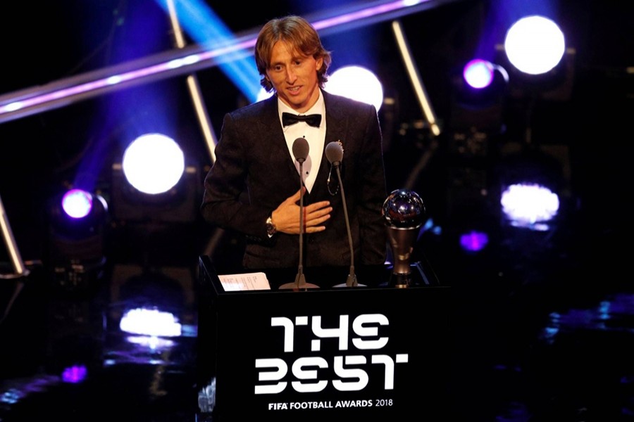 Luka Modric after winning the Best FIFA Men's Player award — Reuters photo