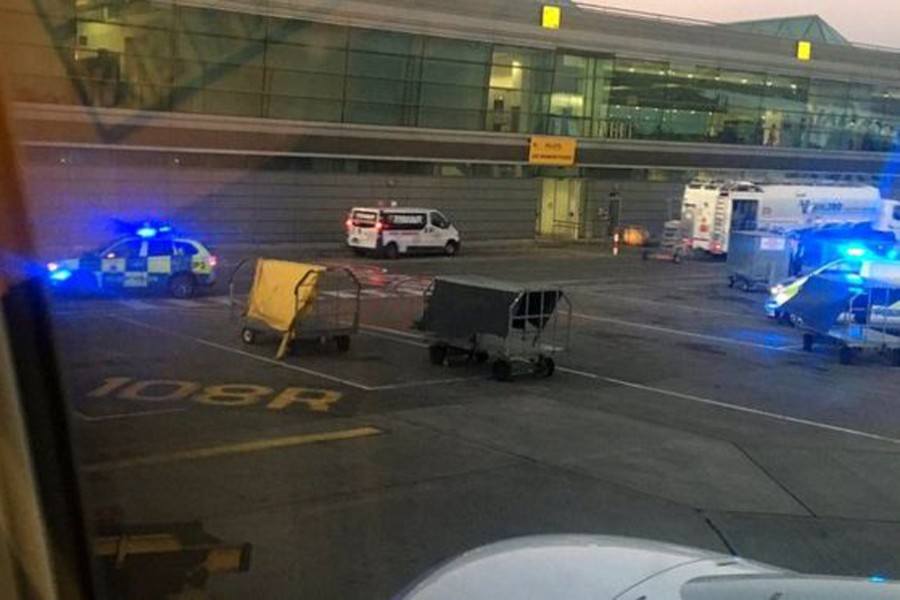 Dublin Airport police pinned the man to the ground. Photo: Collected