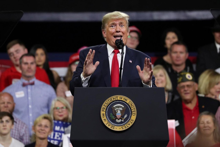 US President Donald Trump addresses supporters during a Make America Great Again rally in Johnson City, Tennessee, US, October 1, 2018. Reuters