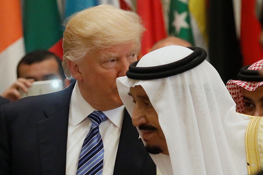 US President Donald Trump and Saudi Arabia's King Salman bin Abdulaziz Al Saud (R) attend the Arab Islamic American Summit in Riyadh, Saudi Arabia on May 21, 2017 — Reuters/File