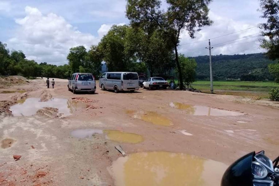 A partial view of the dilapidated Sylhet-Tamabil road  	— FE photo