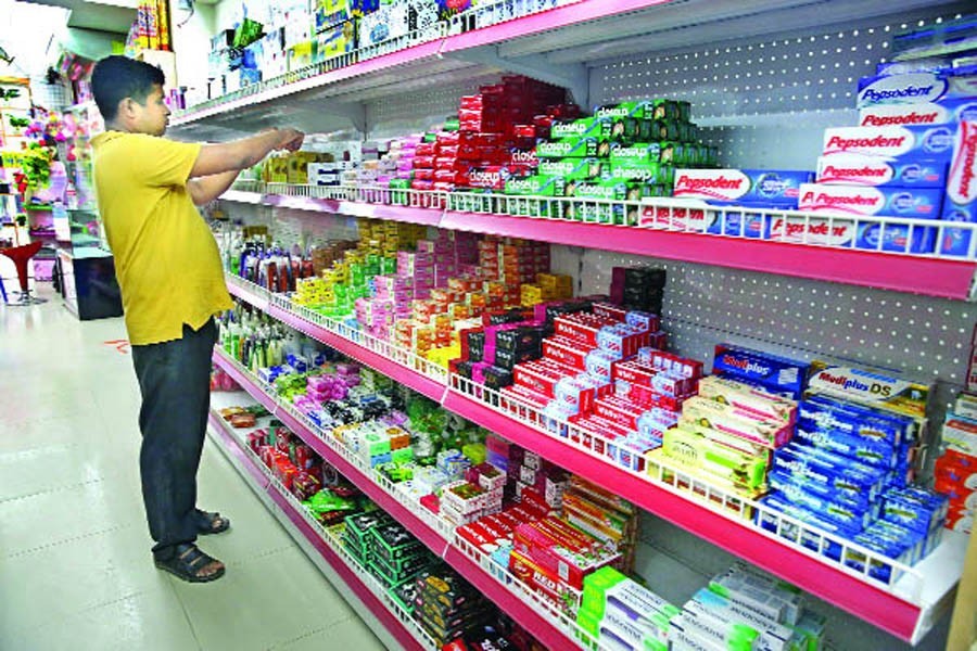 Toiletries fill the shelves at a department store at Mirpur in the city — FE Photo