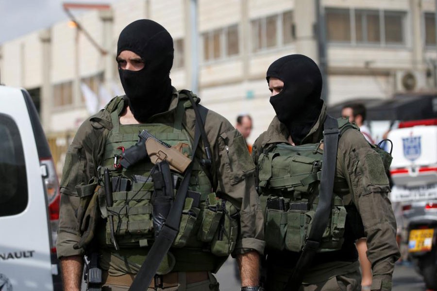 Israeli soldiers patrol near the scene where, according to Israeli media, a Palestinian shot and wounded three Israelis, at an industrial park adjacent to a Jewish settlement in the occupied West Bank October 7, 2018 - Reuters