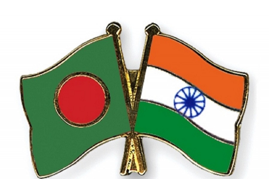 Bangladesh and India flags are seen cross-pinned symbolising friendship between the two nations. Photo/Collected