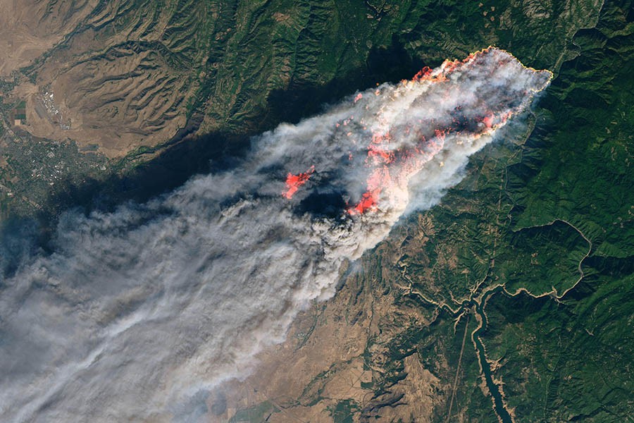 NASA’s Landsat 8 satellite caught an image of the deadly California camp fire on Nov 8