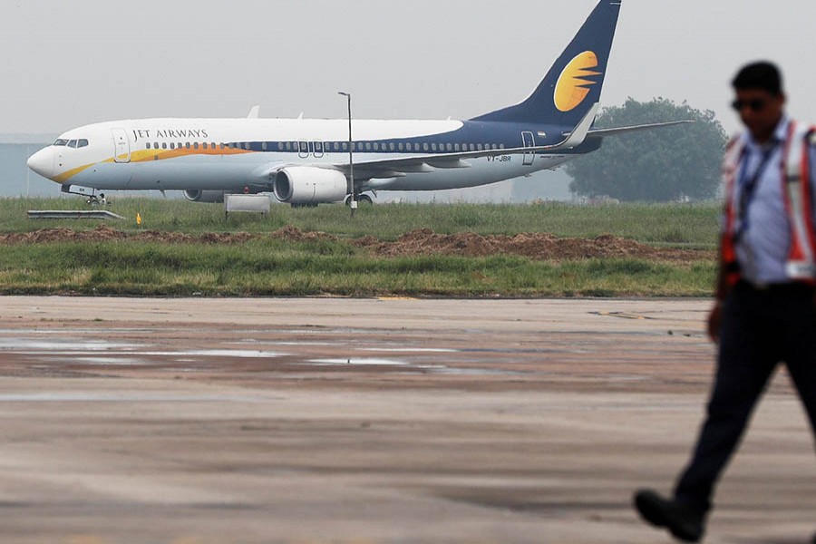 A Jet Airways aircraft at an airport. File photo (collected)