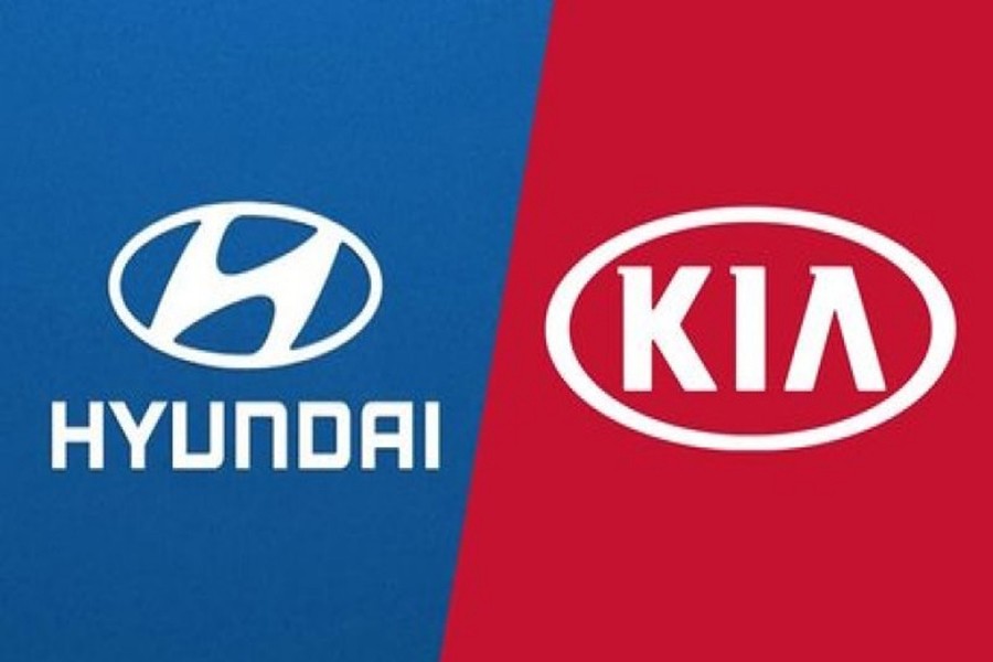 The logos of Hyundai Motor (L) and Kia Motors seen in this photo collage — Collected