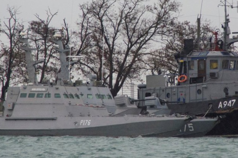 Ukrainian naval ships, which were recently seized by Russia's FSB security service, are seen anchored in a port in Kerch, Crimea November 28, 2018 - Reuters/Alla Dmitrieva