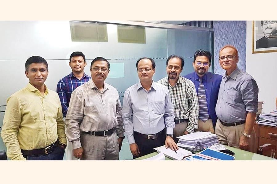 S M Ashraful Islam, Executive Vice Chairman of eGeneration Group, and Shohorab Ahmed Chowdhury, Managing Director and Co-Founder of Synesis IT Ltd, seen in the signing ceremony at the office of Department of Disaster Management recently