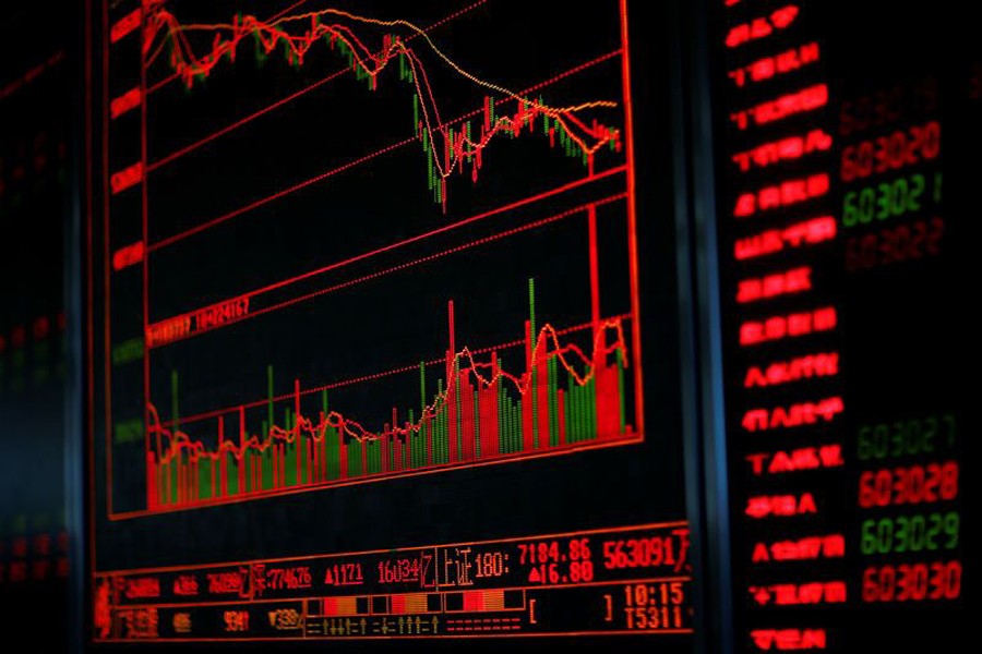 A digital board displays stock information at a brokerage office in Beijing, China, December 7, 2018. Reuters