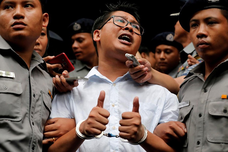 Reuters journalist Wa Lone leaves after listening to the verdict at Insein court in Yangon, Myanmar on September 3 last — Reuters/File