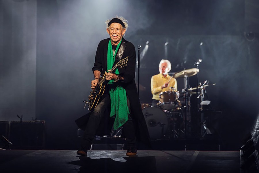 Keith Richards and Charlie Watts of the Rolling Stones perform during a concert at Friends Arena in Stockholm, Sweden, October 12, 2017. Stina Stjernkvist via Reuters