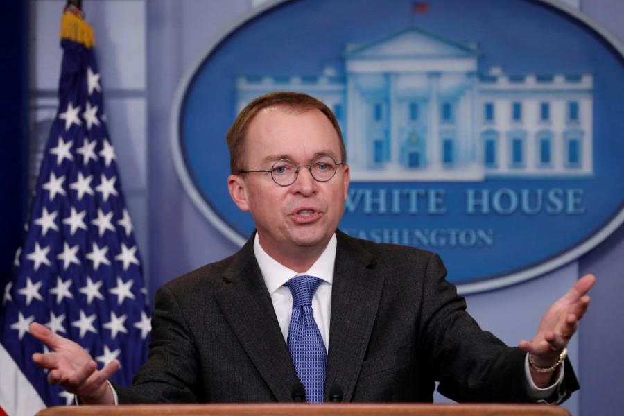 White House budget director Mick Mulvaney gestures as he holds a press briefing at the White House in Washington, US, January 19, 2018 - REUTERS/Kevin Lamarque/File Photo