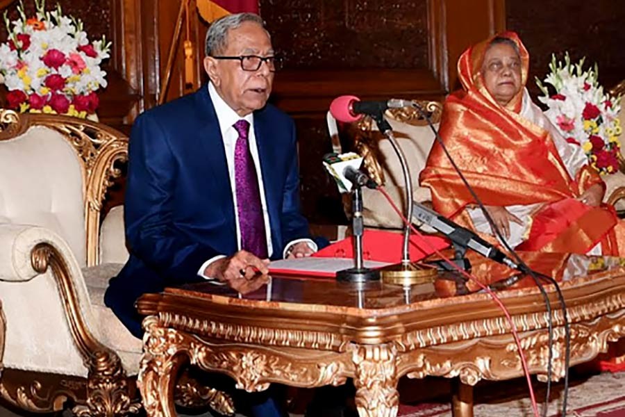 President Md Abdul Hamid addressing a function at Bangabhaban on Tuesday on the occasion of Christmas Day. Photo: BSS