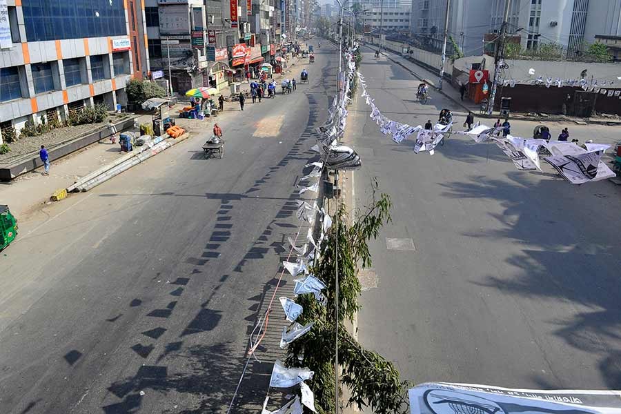 Topkhana Road, one of the busiest streets of the capital, looks almost unrecognisable on Saturday. Source: Star Mail