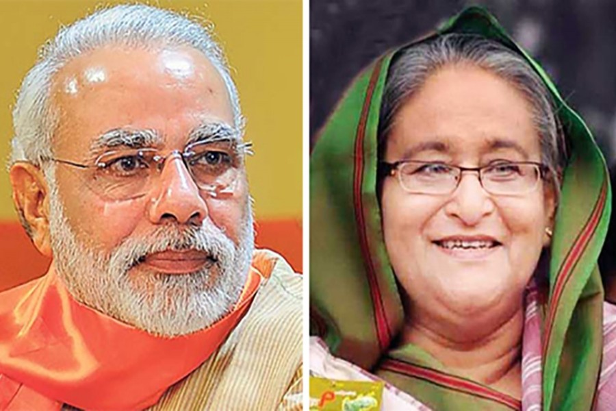 Indian Prime Minister Narendra Modi (L) and Bangladesh Prime Minister Sheikh Hasina seen in this photo collage