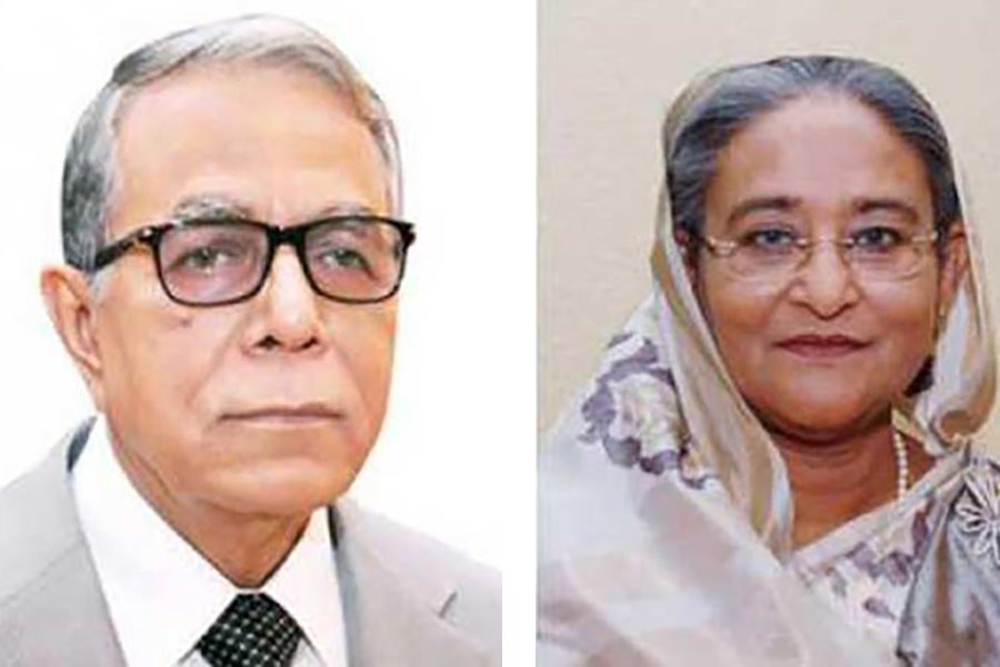 Prime Minister Sheikh Hasina (R) and President Abdul Hamid seen in this photo collage