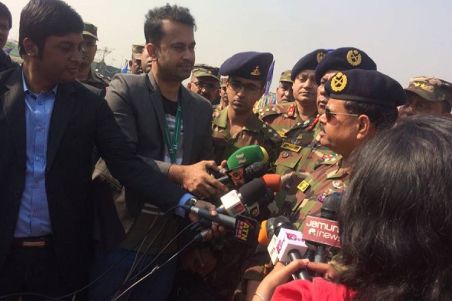 Chief of Army Staff General Aziz Ahmed speaks at the inaugural function of Jalsiri Housing Project at Purbachal on Thursday, January 3, 2018. Photo: UNB