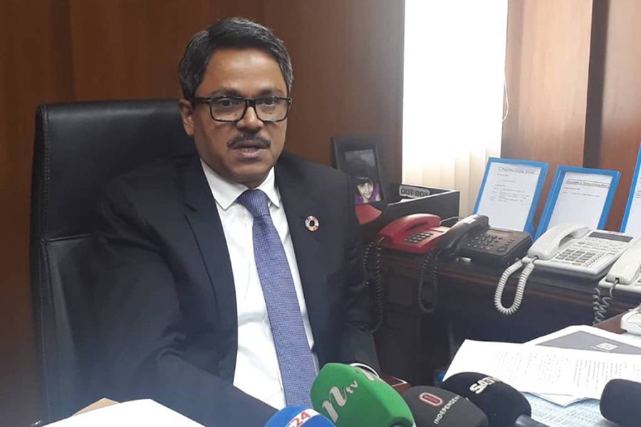 State Minister for Foreign Affairs M Shahriar Alam talks to reporters at his office on Tuesday — UNB photo