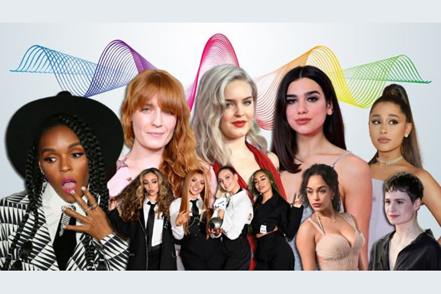 The nominees include (clockwise from left): Janelle Monae, Florence + The Machine, Anne-Marie, Dua Lipa, Ariana Grande, Christine + The Queens, Jorja Smith and Little Mix. Image courtesy of BBC