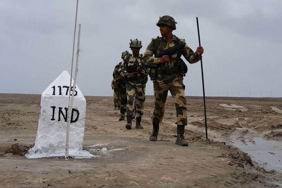 BSF men patrolling a border area. Internet photo