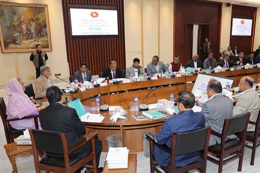 The executive committee of the national economic council (Ecnec) under the new government led by Prime Minister Sheikh Hasina sits in its first meeting with her being in the chair at its conference room in Dhaka city’s Sher-e-Bangla Nagar on Tuesday. Photo: Focus Bangla