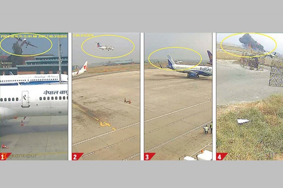 Moments caught in CCTV camera before the US-Bangla plane crash. Photo courtesy of the Kathmandu Post