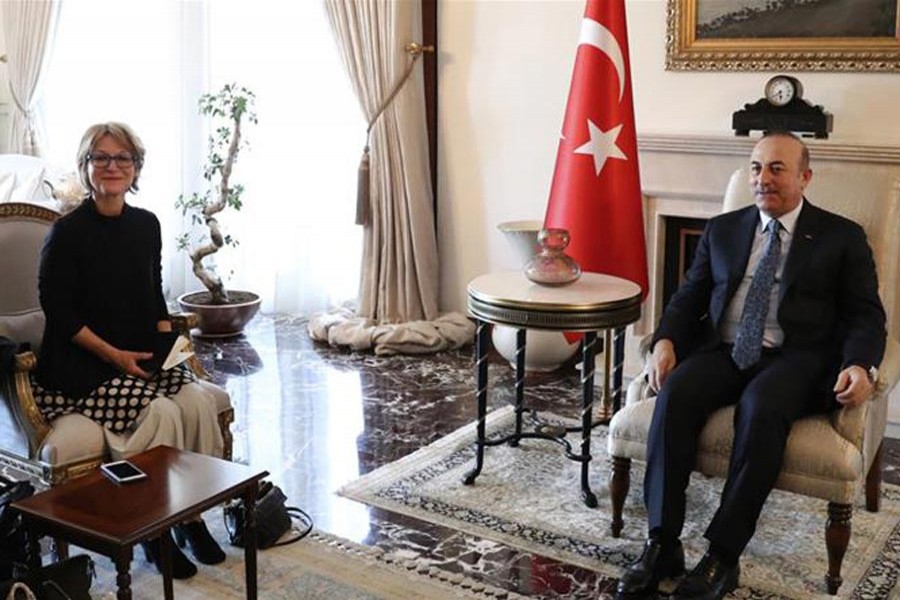 ANKARA: Agnes Callamard meeting Turkey's Foreign Minister Mevlut Cavusoglu as part of the investigation recently    	— AP