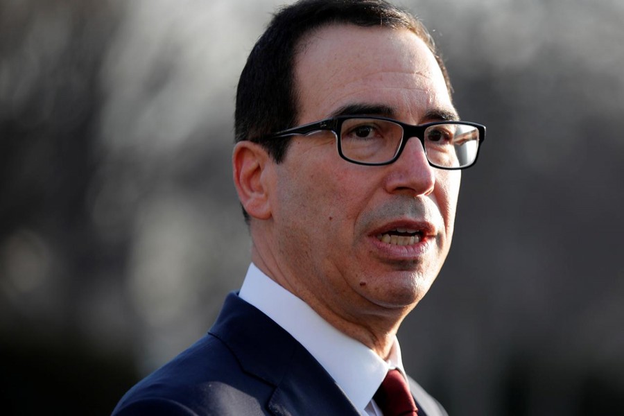 US Treasury Secretary Steven Mnuchin speaks to the media at the White House in Washington, US, February 6, 2019. Reuters